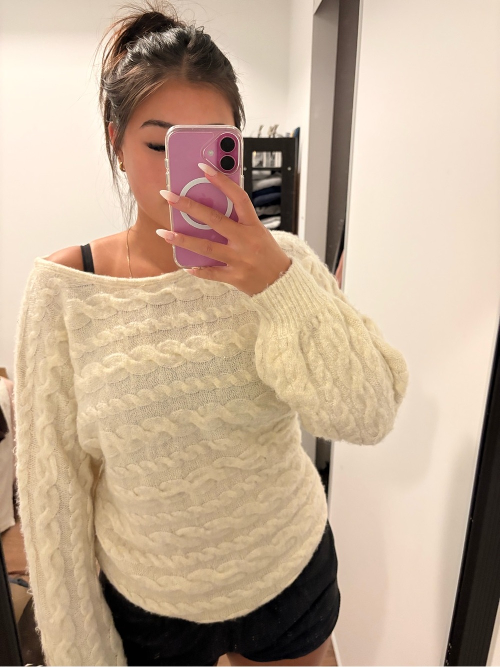 Abercrombie & Fitch cream cable knit sweater